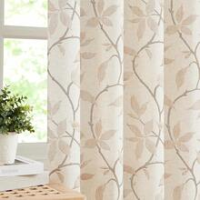 ZJDECOR Tan Leaf Linen Curtain Panels 90 Inches Long For Bedroom Living Room,Semi Sheer Botanical Drape With Brown Tree Branches,Farmhouse Textured Window Treatment With Functional Tape,38\ Wx90 Lx2,38inchWx90inchL(Packof2),TanLeaf/BrownBranch - 棕褐色葉子/棕色枝條 - 查看 3