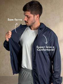 Men's Windbreaker Jacket, Waterproof, Plain, Thermal, Cold Weather, Super Lightweight, High Neck, Basic, Running, Cycling, Hiking, Motorcycling, Black, Blue, Green, White, Gray, Autumn/Winter, Loose Fit, Zipper - 水鴨藍 - 查看 5