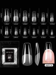 48pcs/Pack Transparent Matte Almond Shaped Acrylic False Nails, Matte Transparent Full Coverage Acrylic Gel Nail Kit, Press-On Nail Stickers Suitable For Nail Salon DIY - Clear - View 13