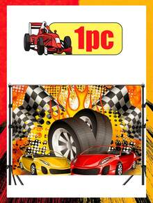 Hot Wheels 火焰赛车主题摄影背景，适用于男孩生日派对拍照、户外用餐派对背景、生日派对用品背景、情人节、斋月、新年和生日派对装饰 - 彩色 - 查看 7