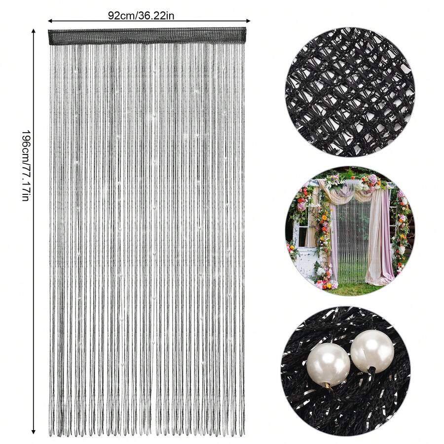 Beaded Door Curtain - Rhinestone Room Divider Curtain For Interior Decoration 1x2m