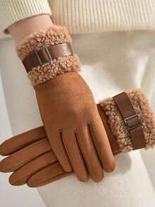 Mănuși de ciclism de iarnă fără degete - Mănuși calde din piele întoarsă, compatibile cu ecranele tactile - Multicolor - Vizualizare 7