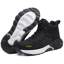 siiseen 1 Pair Utility Style Sports Safety Shoes, Synthetic Leather Lace-Up Puncture & Impact Resistant Work Boots For Men, All Season - Black - View 7