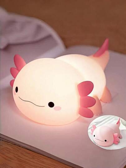 Cute Axolotl Night Light - USB Rechargeable LED Lamp With Timer, Touch Sensor Dimming And Color Changing Axolotl Design, Soft Lighting For Bedroom And Office Decor - Perfect Gift For Birthday, Christmas And Holidays, Bedside Lamp, Novelty Design, Durable Plastic Material