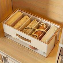 可折叠优雅白色手提包收纳袋，带透明窗口 - 多隔层设计，适用于手提包、鞋子和配饰 - 节省空间的衣柜和衣橱收纳整理盒，高档物品收纳盒，耐用隔板 - 彩色 - 查看 6