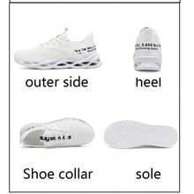 透气网眼运动鞋 - 轻便减震休闲运动鞋，适合所有季节 - 白色 - 查看 2