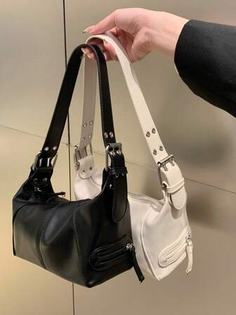 Armhålsväska Damväska Cool dragkedja i enkel axelrem med armhålssticka, nischdesign i läder med dragkedja och enkel axelrem