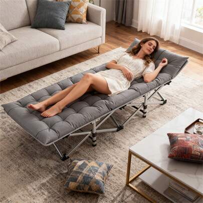 Heavy Duty Folding Camping Cot 661lbs Capacity, Portable Bed With Mattress For Home Office Guest, Compact Storage
