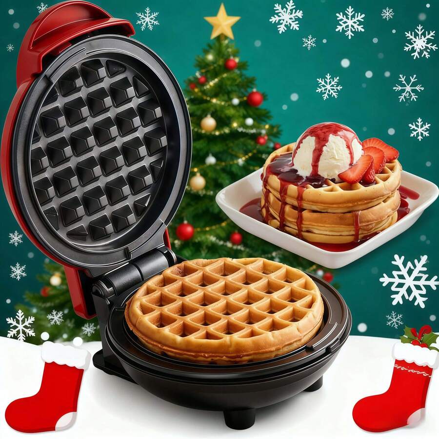 MOREBEAUTY - Mini waflera eléctrica antiadherente de 4.5 pulgadas, gofres belgas, diseño compacto, hash browns, keto, aperitivos, sándwich, huevos, fácil de limpiar, menta/rojo/pink.   Electrodoméstico personal de la marca MOREBEAUTY para hacer gofres redondos antiadherentes, de color rojo, prepara gofres de 4.5 pulgadas en minutos, tamaño mini redondo, ideal para desayunos, brunch, almuerzos o snacks. Mini MOREBEAUTY Fácil de Limpiar con Revestimiento Antiadherente - Libre de BPA, Sartén Redonda para MOREBEAUTY de 110V para Desayunos Perfectos en Casa.¡El mejor regalo de Navidad!