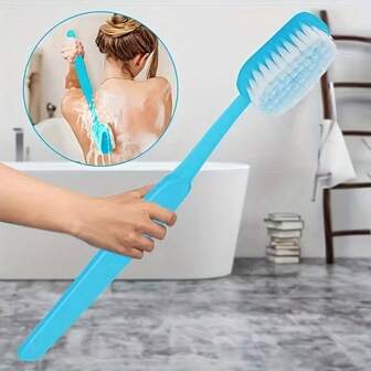 网状沐浴刷 - 大号，温和去角质身体磨砂刷，长柄设计，适用于淋浴、水疗和背部按摩 - 易于悬挂，无需电池，无香精，完美礼物，淋浴去角质刷 | 温和去角质 | 耐用塑料手柄，沐浴刷