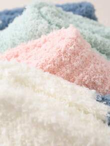 6 Pairs Solid Color Thermal Lined Socks, Versatile Casual Mid-Calf Socks For Women, Autumn/Winter - Multicolor - View 7