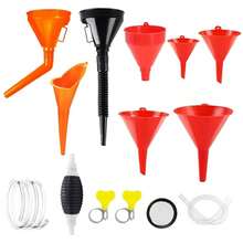 10 Pcs Fuel Funnels Set Plastic Neck Oil Funnels With Detachable Spout & Filter - Multicolor - View 7