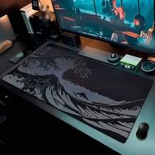 1 pieza Alfombrilla de ratón con diseño de ola japonesa, antideslizante para computadora portátil, computadora, juegos de oficina, accesorio de escritorio de PC mini - Multicolor - Ver 3