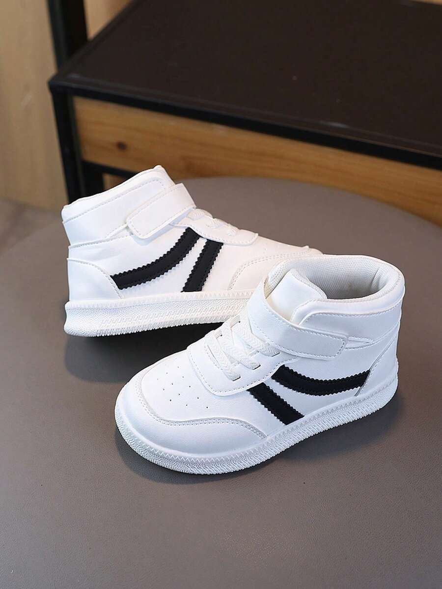 New Boys' Sports Shoes Running Shoes Girls' Casual Shoes Flat Shoes Baby Shoes Mid-Top Casual Shoes Simple Comfortable Non-Slip Sole Baby Shoes Toddler Shoes - Black and White - View 1