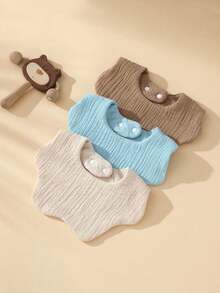 6层纱布花瓣婴儿围兜，360°防吐奶口水巾，柔软亲肤韩式纯色婴儿围兜 - 彩色 - 查看 5