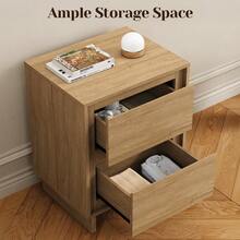 2-Drawer Dresser, Modern Wood Dresser With Clean Edge Detailing, Versatile Storage Unit For Bedroom, Living Room, Office, Entryway - Natural Oak - 查看 8