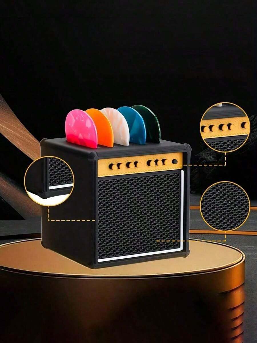 1pc Guitar Pick Holder (Multiple Colors Available), Does Not Include Picks, Minimalist High-End Decorative Style, Creative Music Accessory, Desktop Guitar Pick Storage Box, Suitable For 0.062 Inch And Thinner Picks, Game Accessory Storage Box, Durable Space-Saving Design - Multicolor - View 1