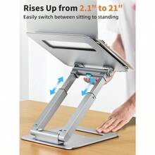 Laptop Stand For Desk Adjustable Height Telescopic Computer Stand With Pull Out Design Ergonomic Laptop Riser Fits All Laptops 10-17" Silver - Silver - View 3
