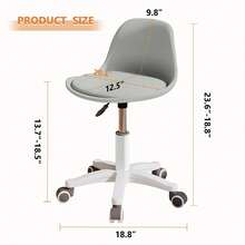 Height-Adjustable Desk Chair - Cute Padded Armless Chair For Girls, Plastic Office Chair For Home, Small Comfortable Study Chair For Teenagers, Ideal For Home Office And Dressing Table - Xám - Xem 2