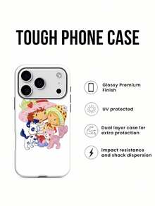 Estuche para teléfono con personajes infantiles y lindas mascotas Compatible con estuches para teléfonos   17  16 Pro Max  15 Pro Max  13 y  12 Hecho de material TPU a prueba de caídas, resistente al desgaste y cómodo de sostener Un regalo encantador para familiares, amigos, seres queridos, novios / novias y para Navidad - Blanco - Ver 3
