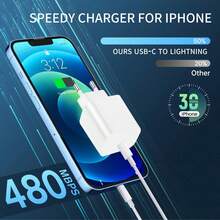 30W Fast Charger EU Plug + 3.3ft/100cm High-Efficiency Data Sync Fast Charging Cable Adapter Compatible With IPhone 14 Pro Max/14 Pro/14 Plus/14/13/12/11/XS/XR/8/7/6/IPad Series, EU High-Efficiency Charging Adapter Set Phone Charger - EU C Type Plug(220-240V) - View 4