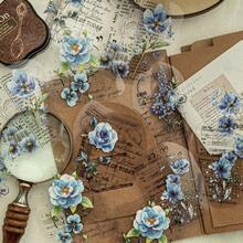 10pcs/Pack Floral Theme Botanical Flower Branch Leaves Scenery Collage Transparent Stickers, Vintage English Phrase Notes, Scrapbooking Supplies, Waterproof Stickers For Planner DIY, Stationery Scrapbook Supplies - Multicolor - View 9