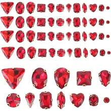 SEWACC 130 Piezas Rhinestones de Vidrio para Coser Decoraciones para Ropa Bolsas y Accesorios Color Rojo Brillante - Rojo - Ver 11