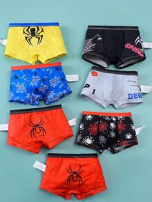 7条装男童舒适柔软透气卡通蜘蛛网印花平角内裤，幼儿/小童/大童 - 彩色 - 查看 2