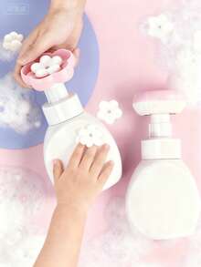 1pc Refillable Foam Spray Plastic Bottle, Reusable Liquid Dispenser Bottle, Reusable Blank Foam Soap Dispenser Container, Flower Shaped Blank Foam Liquid Bottle, Suitable For Bathroom, White - Multicolor - View 2