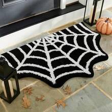 Halloween Spider Web Bath Mat Soft Non-Slip Decorative Rug Unique Bathroom Entrance Floor Decor Ideal For Kitchen Toilet Entryway - 黑色 - 查看 3