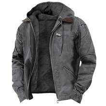 2025 Cotton Hooded Jacket, Casual Men's Jacket With Fleece Lining, Zippered Pocket, Christmas Winter Jacket For Men, Winter Jacket For Men - 灰色 - 查看 4