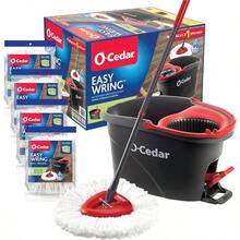 Easywring Microfiber Spin Mop And Bucket Floor Cleaning System With 3 Refills Soft White Microfiber For Easy Cleaning And Quick Drying - Xô lau nhà Spin Mop kèm 4 lõi thay thế - Xem 2