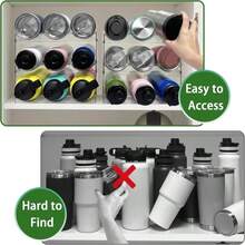 Spaclear 4 Pack Water Bottle Organizer, Stackable Kitchen Pantry Organization And Storage Shelf, Plastic Bottle Holder For Fridge Kitchen Cabinet Organizer And Storage, Tumbler Mug Cup Organizer - ColorC - View 6