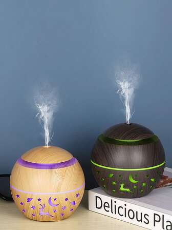 Portable Aroma Diffuser Humidifier, Creative Mushroom Humidifier, Silent Hollow Ball Vase Humidifier, Mini Hollow Round Humidifier, Water-Soluble Aromatic Essential Oils In Lavender, Lily, Vanilla, Rose And Over 10 Scents, Relax Sleep, Freshen Air, Suitable For Diffuser, Fake Flowers, Fragrance Stone
