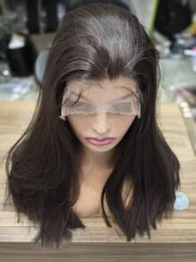 FRONT LACE PERUCA WIG PREMIUM PARA USO DIARIO CURTINHA LONG BOB CASTANHO PRETA LOIRA MORENA ILUMINADA LISA ONDULADA - Marrom - Visão 4