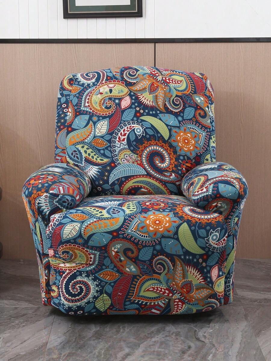 4/6/8pcs Printed Chaise Lounge Chair Covers, All Season Washable Sofa Slipcovers For Office, Living Room, Home Decor - Multicolor - View 1