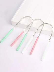 3pcs/Set, Adult U-Shaped Tongue Scraper, 1pc Stainless Steel Tongue Cleaner, Reduce Halitosis, Unisex Hygiene Product, Oral Care Tool, Suitable For Living Room, Home, Bedroom, Bathroom, Home Goods, Travel, Wedding, Queue, Birthday, Men's Gift, Parents, Friends, New Year Gift, Accessories, Fun Gift (Multi-Piece Set, Random Color) - Multicolor - View 5