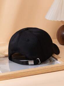 1pc Men's Solid Color Simple Sun Visor Baseball Cap, Casual Snapback Hat, Unisex Design Suitable For All Seasons Outdoor Leisure Sports - Black - View 4