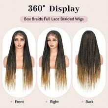 Braided Wig For Women Human Hair Blended Glueless Full Double Breathable Lace Front Braids Wig With Baby Hair Lightweight Handmade African American Braided Wigs - 1/27# - 查看 5