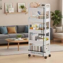 5/4/3层多功能储物推车，360°旋转，承重力强，多层置物架，适用于厨房、卧室、客厅、浴室和户外露营，塑料材质，多功能储物推车 | 时尚现代置物架 | 坚固耐用的储物架，是圣诞节、新年礼物、厨房用品、厨房配件和厨房工具的理想之选 - 彩色 - 查看 7