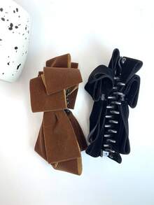 High-End Melad Suede Multi-Layer Bow Banana Clip 2025 Autumn Winter Ponytail Vertical Clip Twist Clip, Claw Clips, Hair Slide, Hair Barrettes, Head Accessories, Hair Accessories For Women - Multicolor - View 6