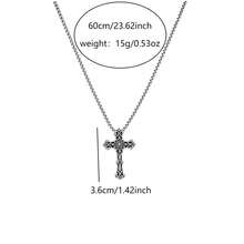1pc European & American Cross Necklace, Stainless Steel Pendant Chain For Men, Versatile & Unique - Silver - View 6