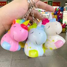 1pc New Creative Keychain Squishy Slow Rebound Squeeze Toy Donut Food Egg Waffle - Multicolor - View 8