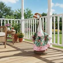 Summer Porch Goose Outfit Cute Tulip Print Dress With Wig Hat For Lawn Goose Statue, Patio - Multicolor - View 4