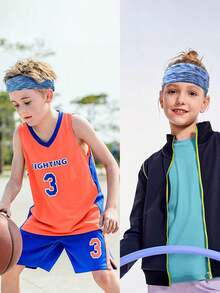 印花运动头带吸汗带，健身瑜伽吸汗头带，男女青少年适用，跑步宽弹力发带