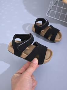 1 Pair Simple Design Girls Sandals, 2026 Summer New Kids Shoes, Girls Princess Soft Bottom Casual Beach Shoes - Black - View 2