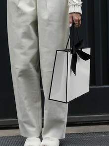 Große Papiertasche mit Griff und Schleifenband, einzigartiges minimalistisches Design, perfekt für Geschenke an Schwester/beste Freundin, geeignet für Geburtstag, Weihnachten, Neujahr, Hochzeit, Brautjungfernparty, Muttertag, Einweihungsparty, Dankeschön-Geschenke und weitere Anlässe - Weiss - Übersicht 6