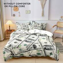 3pcs Dollar Theme Bedding Set, Gem Green Rose, Featuring All-Over Print Of US Dollar Bills (Including Benjamin Franklin Image & Bill Texture), & Unique Design, (1 Duvet Cover + 2 Pillowcases, No Filler), Suitable For Bedroom And Guest Room Decor - Green - View 11