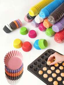 500pcs/1000pcs Assorted Color Mini Cupcake Liners, Non-Stick 0.98 Inch Baking Cups, Oil-Proof Muffin Cups, Cake Decorating Tools, Baking Supplies - Multicolor - View 9