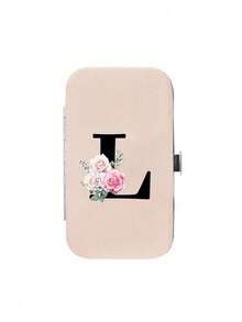 Set de 7 unghii cu design floral și inițial roz, litere negre de la A la Z, cutie organizatoare portabilă inclusă, cutie de depozitare pentru îngrijirea unghiilor de mare capacitate, cu unelte din oțel inoxidabil, set de unghii ultra ascuțite și anti-stropire, cutie de tăiere cu design clasic, utilizată pentru articole esențiale de înfrumusețare mobile, călătorii, ieșiri, școală rezidențială și articole esențiale pentru casă. - Multicolor - Vizualizare 21